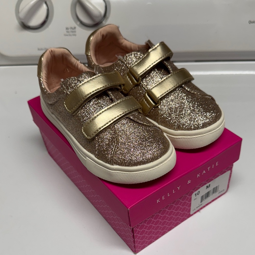 Kelly & Katie Glittery Gold Kids Sneakers